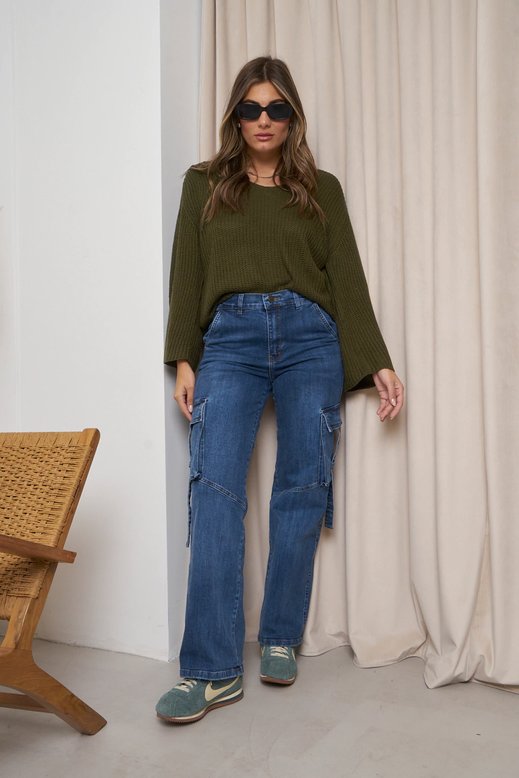 ART.3706 | WIDE LEG CARGO TIRAS AZUL ELASTIZADO TIRO MEDIO TALLES 36 AL 46 GORSI