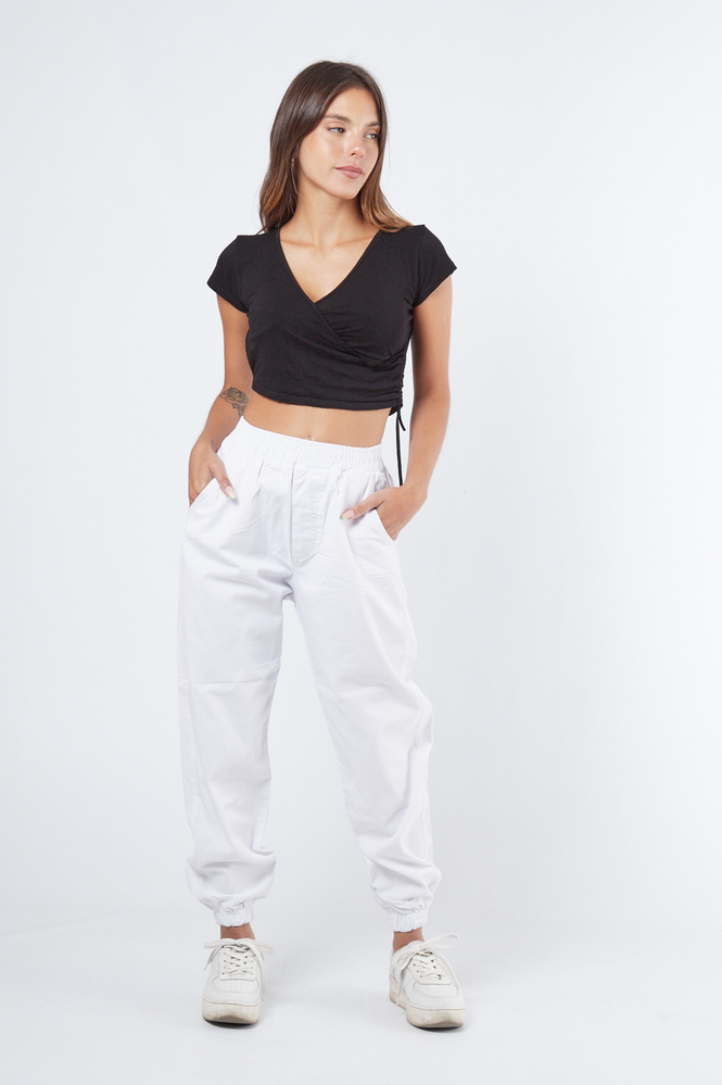 380-6 JOGGER GABARDINA RÍGIDA BLANCO TIRO ALTO PRINCIPESSA 38-46