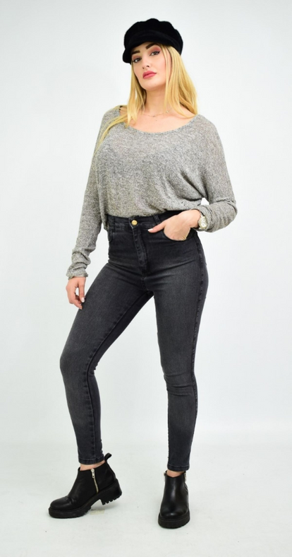 404-6 CHUPÍN GRIS OSCURO LOCALIZADO TIRO ALTO SUPER ELASTIZADO TALLES 36 AL 46 PRINCIPESSA JEANS