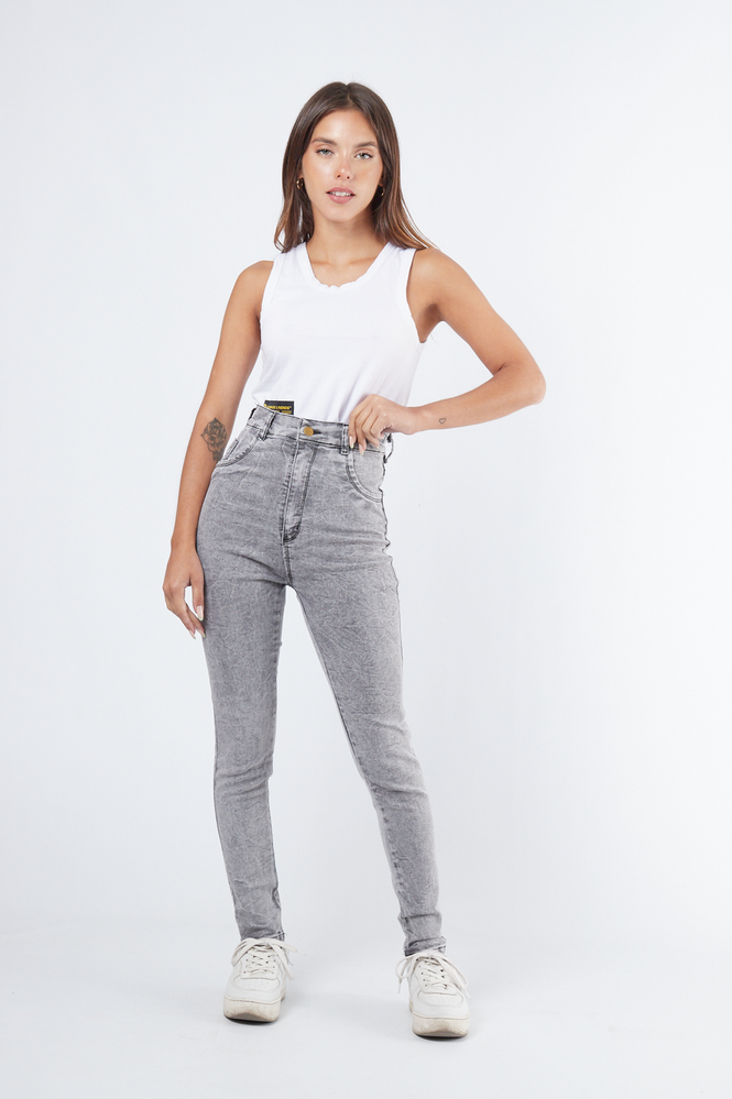 417-6 CHUPÍN GRIS CLARO NEVADO TIRO ALTO SUPER ELASTIZADO TALLES 36 AL 46 PRINCIPESSA JEANS