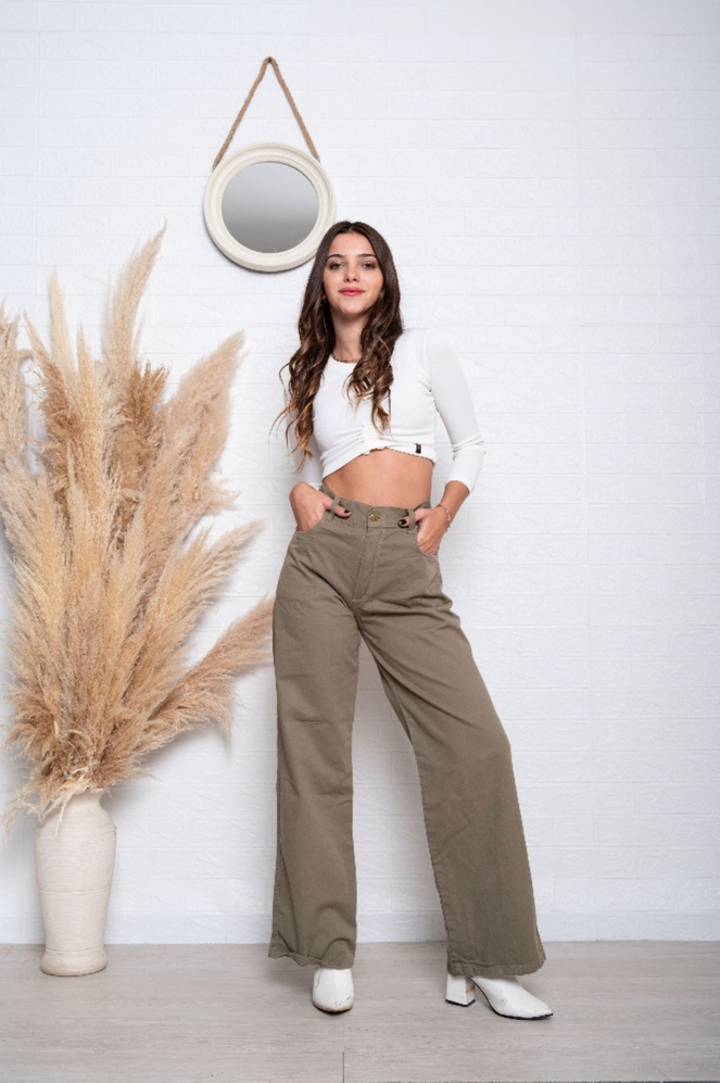 ART 350-6CMT  Wide Leg Gabardina Cemento Rigida  Principessa 36-46