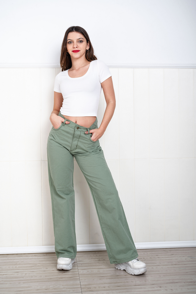 ART 350-6ESM Wide Leg Gabardina Esmeralda Rigida  Principessa 36-46