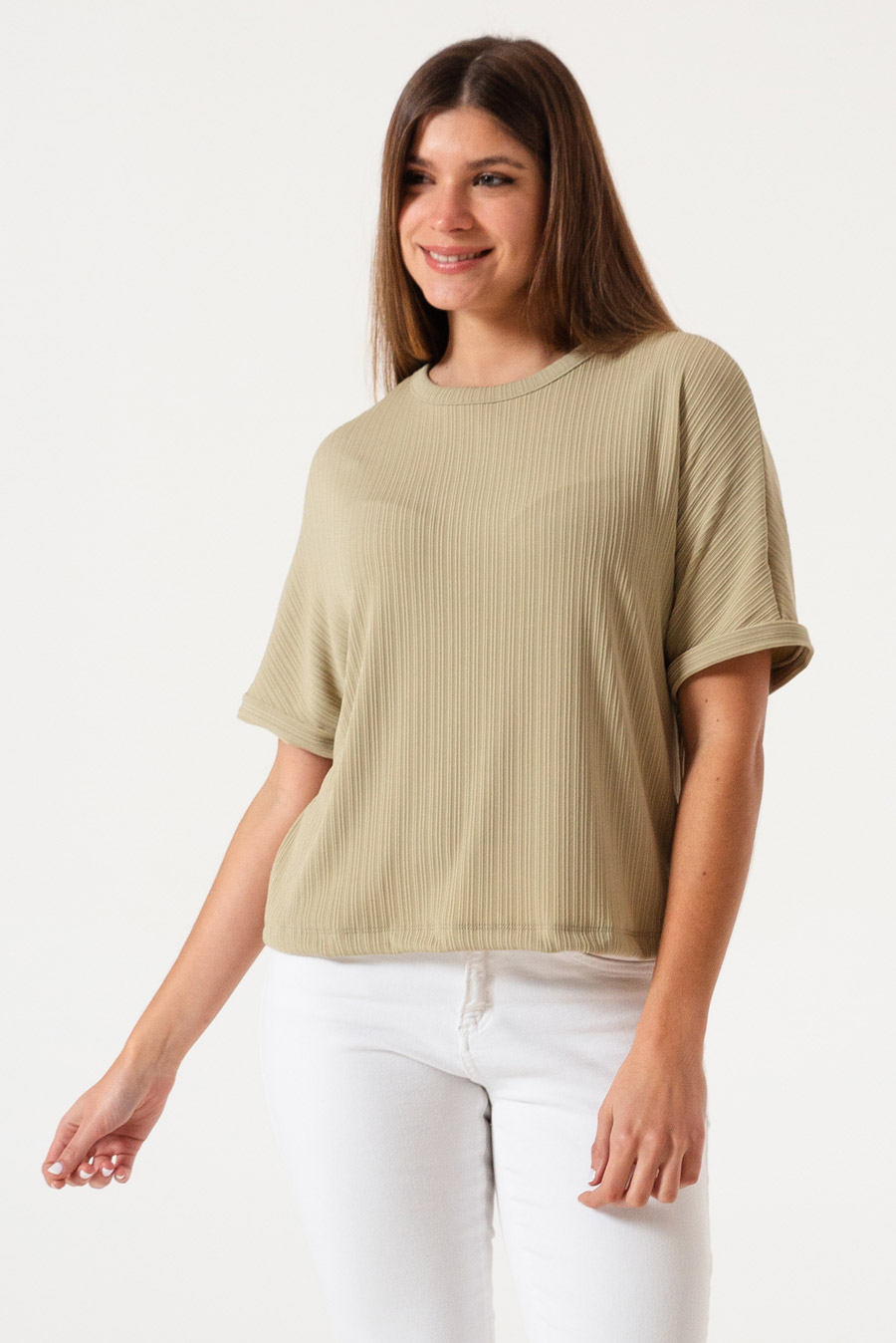 2773 REMERA TEXTURADA MULBERRY DE LYCRA  VARIOS COLORES TALLES EL M AL XL