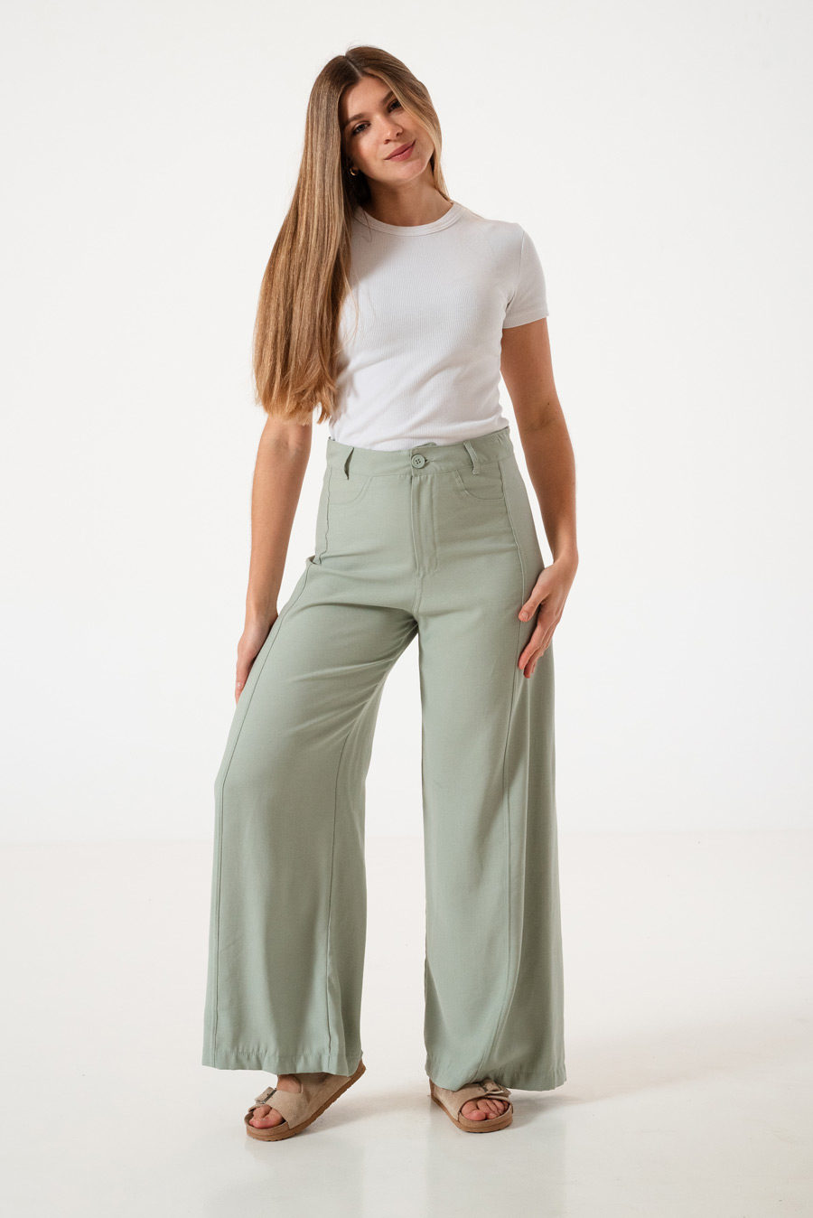 2776 PANTALON WIDE LEG ESTILO SASTRERO DE RAYON  VARIOS COLORES TALLES M AL XXL