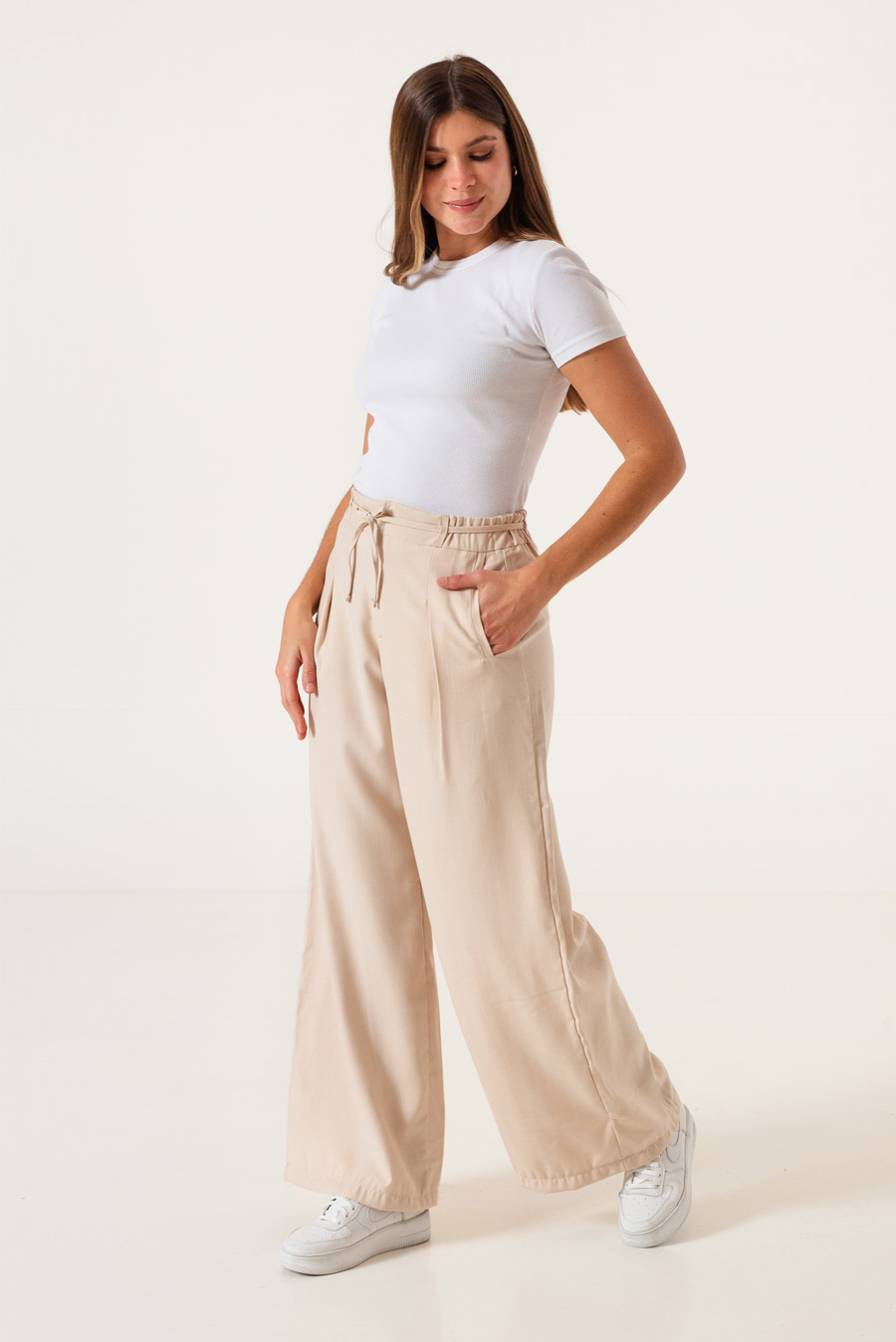 PANTALON  WIDE CON LAZO DE NYLON Y DETALLES EN LAS BOTAS VARIOS COLORES TALLES DEL M AL  XXL