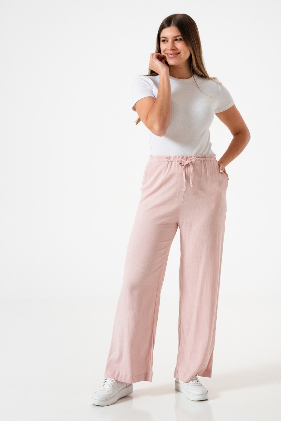 PANTALON LINO SPANDEX  CON LAZO CHARI  VARIOS COLORES TALLES DEL M AL XXL