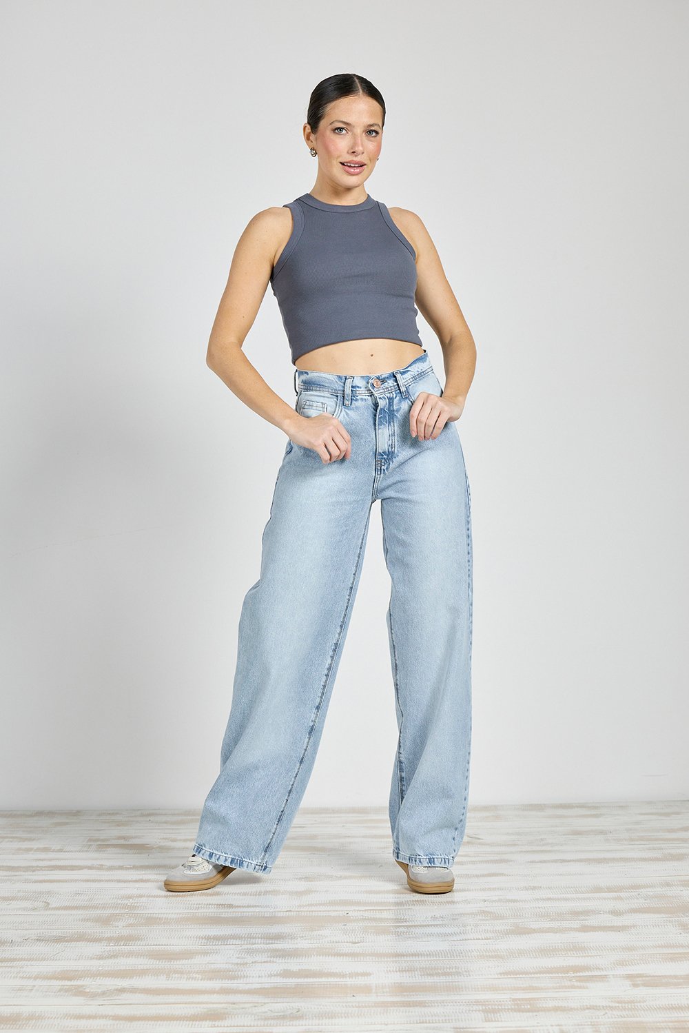 ART. 286 | WIDE LEG CELESTE CLASICO BOLSILLO PULIDO RIGIDO TALLES 36 AL 46 CENITHO