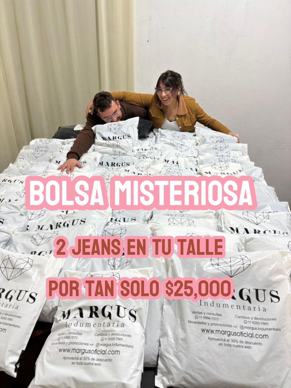 BOLSA MISTERIOSA DE JEANS EN TU TALLE 2 PRENDAS POR $25.000 TALLES 34 AL 46