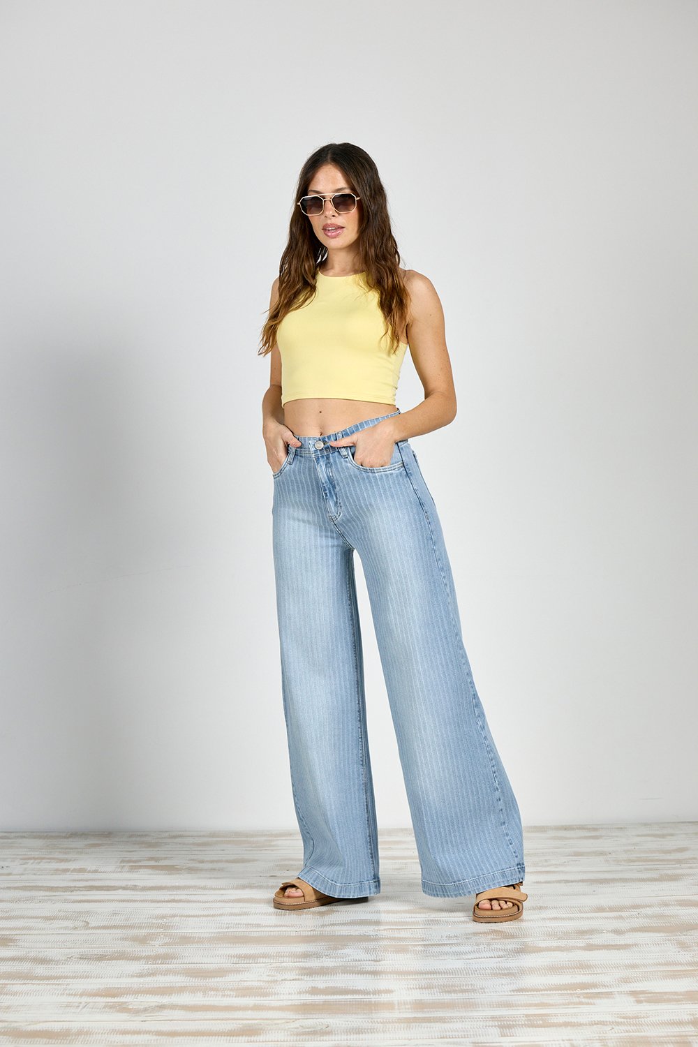 ART. 433 | BAGGY CELESTE RAYADO ELASTIZADO TALLES DEL 36 AL 46 CENITHO