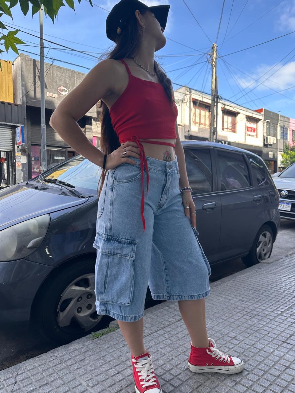 ARGOS- BERMUDA BAGGY RÌGIDA JEAN CELESTE TIRO ALTO ANA CLARA  36-54