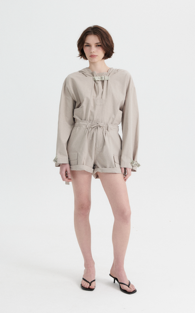 0387 SHORT TIRO ALTO WOVEN FABRIC CINTURA ELASTICA CARGO INQUIETA S-M-L