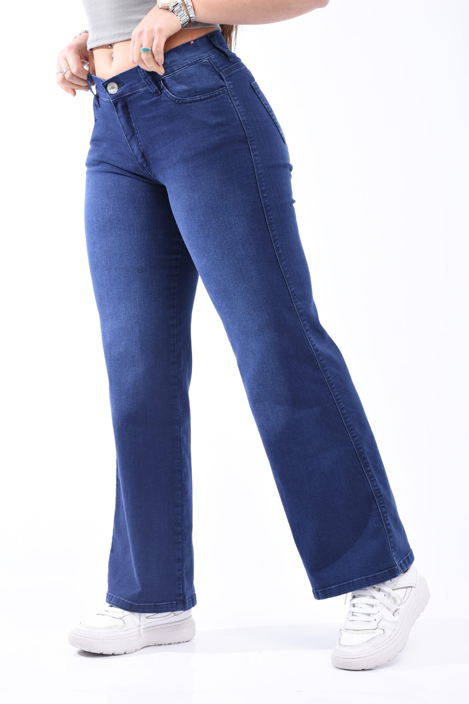 Blue- WIDE LEG ELASTIZADO AZUL NOCHE LOCALIZADO TIRO ALTO RUMAJU 38-54