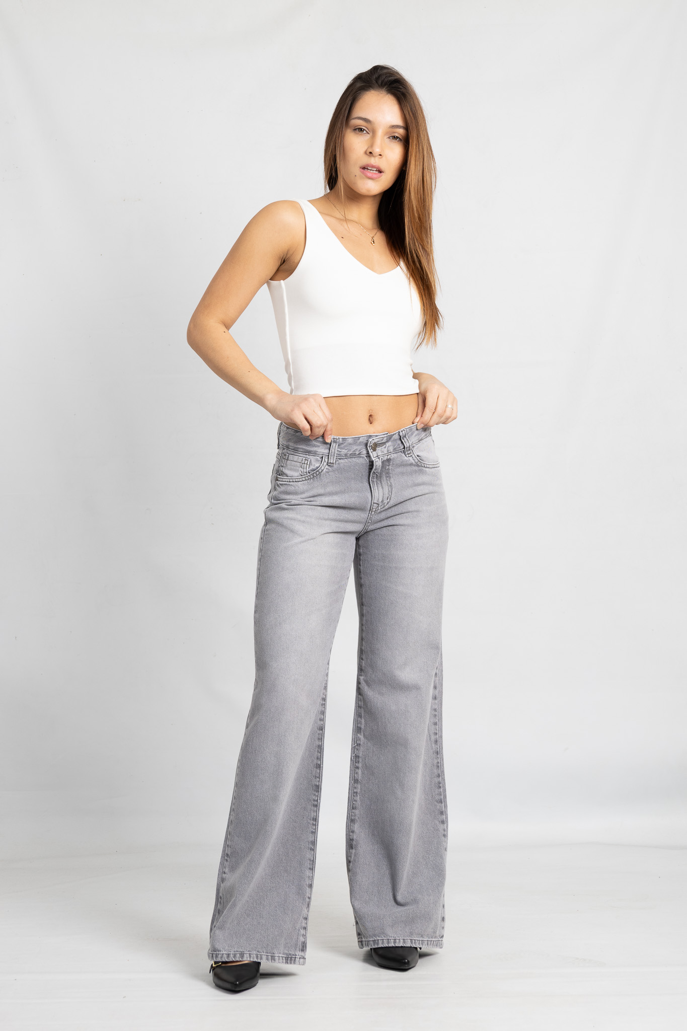 Art. 832 | Wide Leg Grey Tiro Medio rígido 36-46 ANDAR JEANS