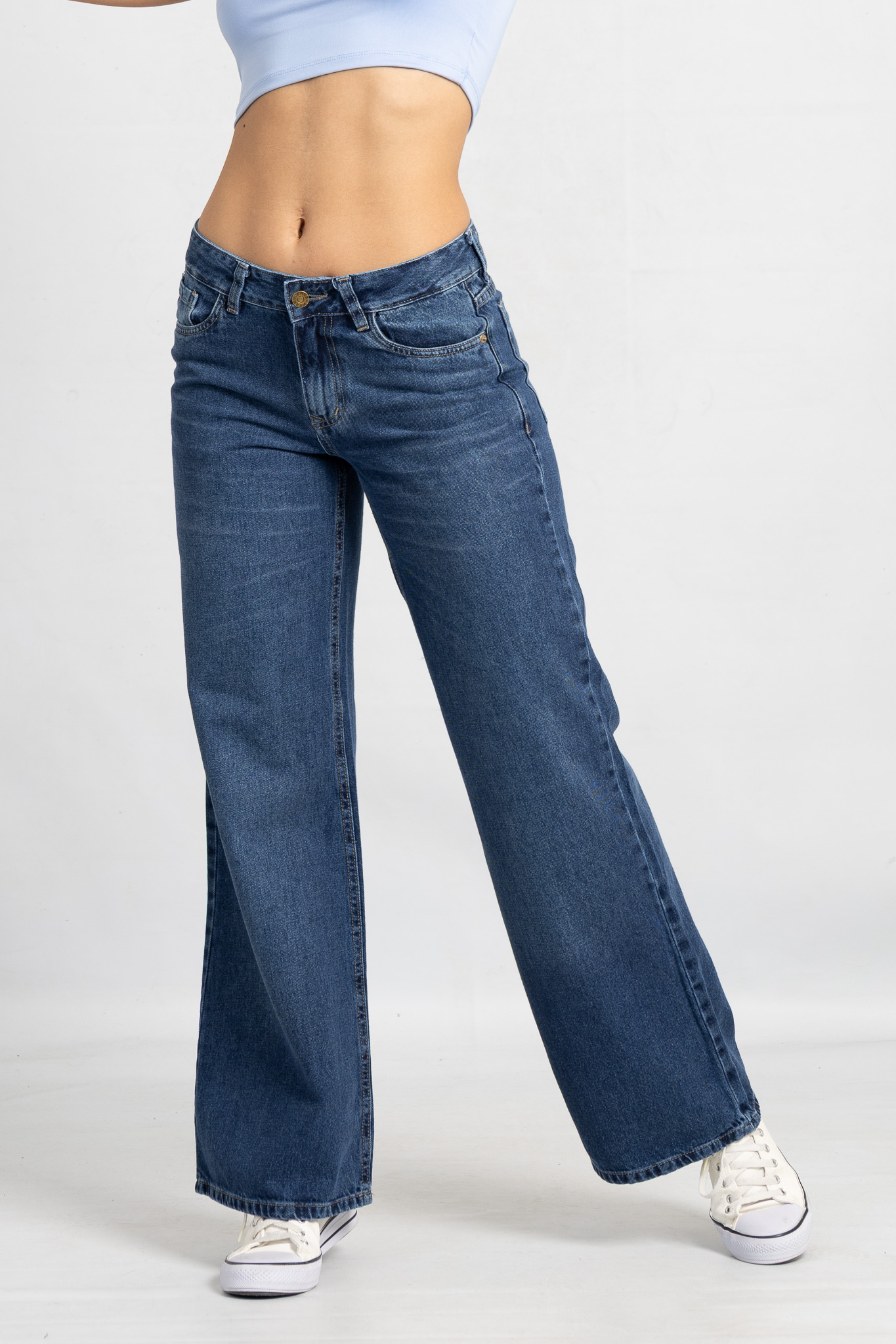 Art. 837 | RÍGIDO Wide Leg Cardi Azul H/B TIRO MEDIO 36-46 ANDAR JEANS