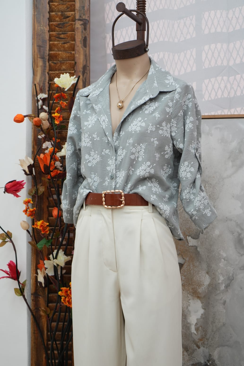 ART.1002 Camisa clásica manga 3/4 estampado De Broderi Talles M Al XXL