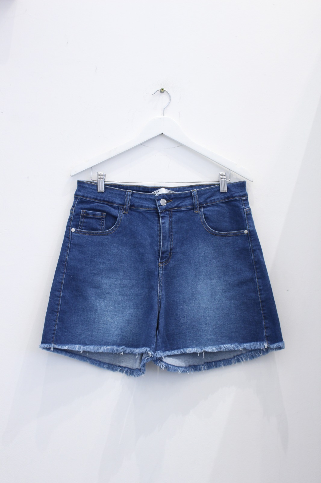 SOFT | SHORT AZUL LOCALIZADO DESLECADO  TIRO ALTO TALLES 44 AL 54 DEKA