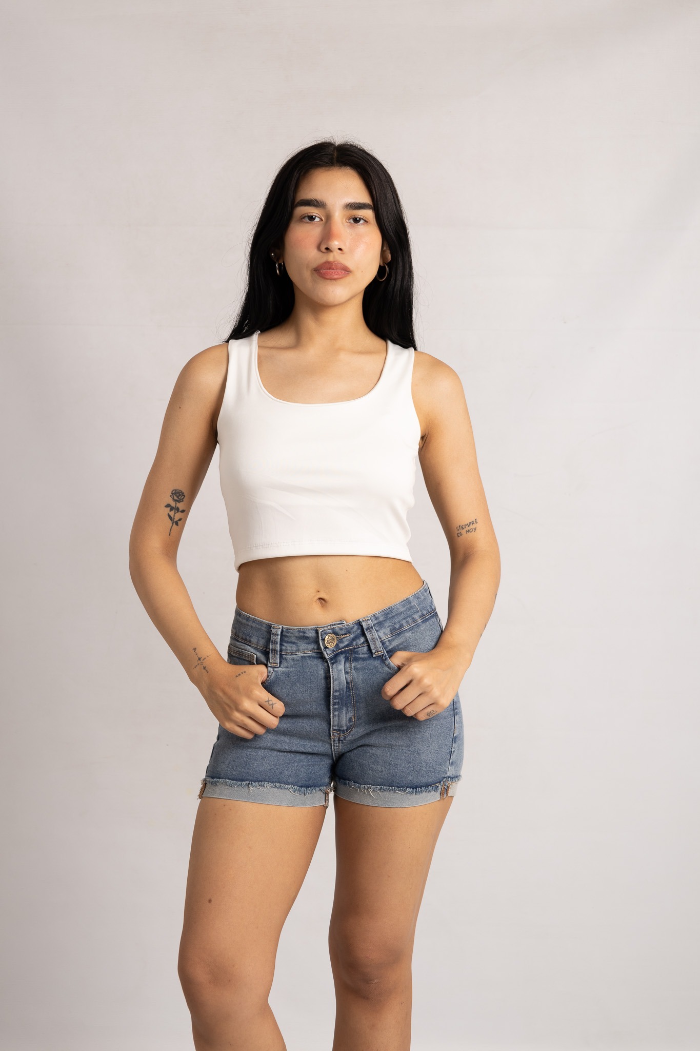 Art. Sh-118 | Short Huapi Oxido azul Doblado Elastizado tiro alto talles 36 al 46 andar