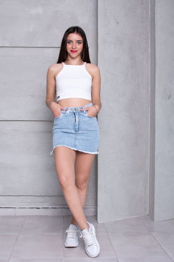 ART 721-3 I  MINI CELESTE CLARO ARENADO DESFLECADO TIRO ALTO TALLES 34 AL 46 PRINCIPESSA