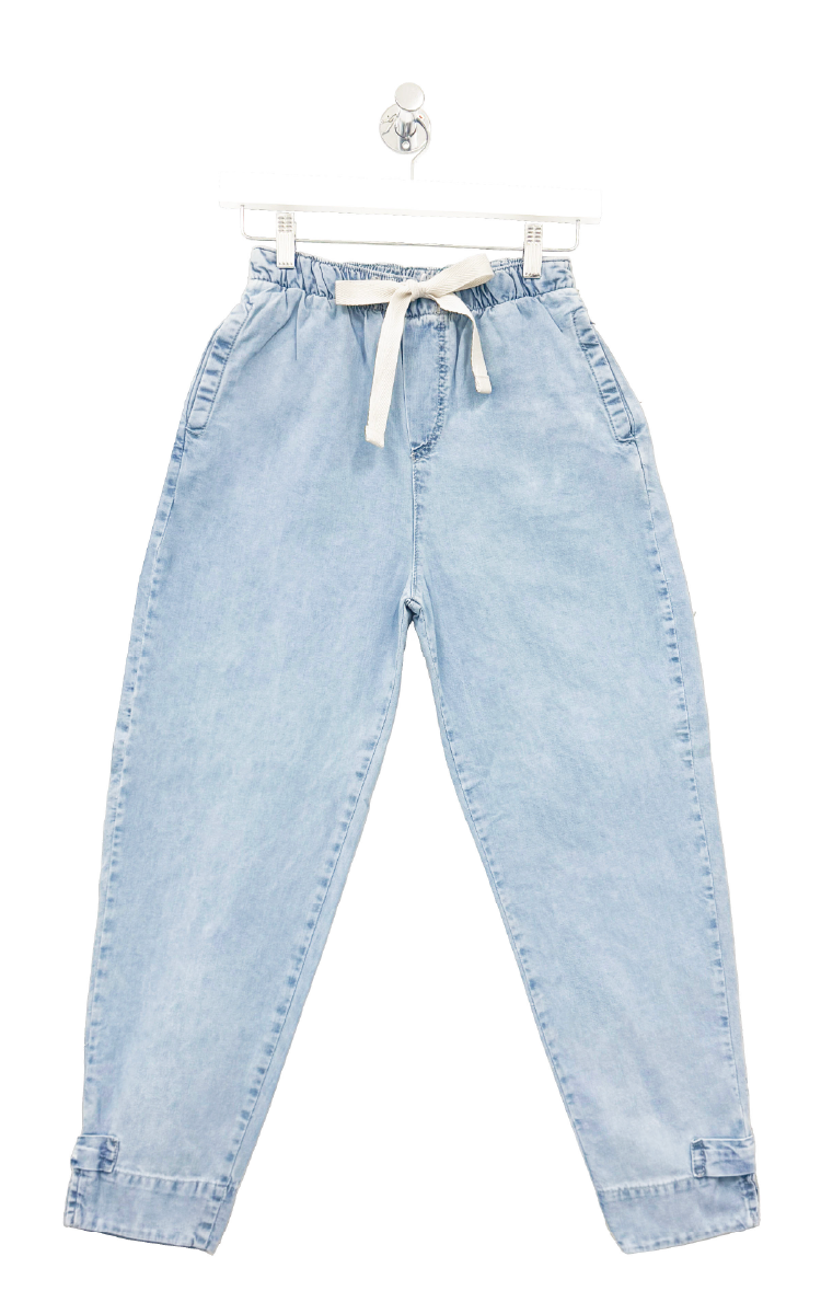 1808 | PANTALON BABUCHA DENIM LIVIANO TRABA EN BOTAMANGA Y CINTURA ELASTIZABLE TALLES 36 AL 46 INQUIETA