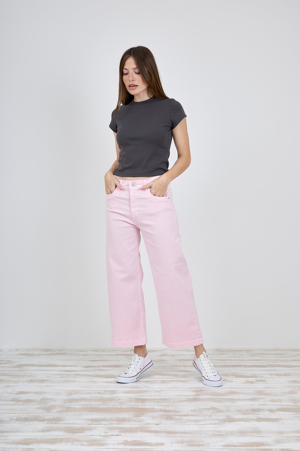 ART. 455 | CROP WIDE LEG ELASTIZADO ROSA TIRO MEDIO TALLES 36 AL 46 CENITHO