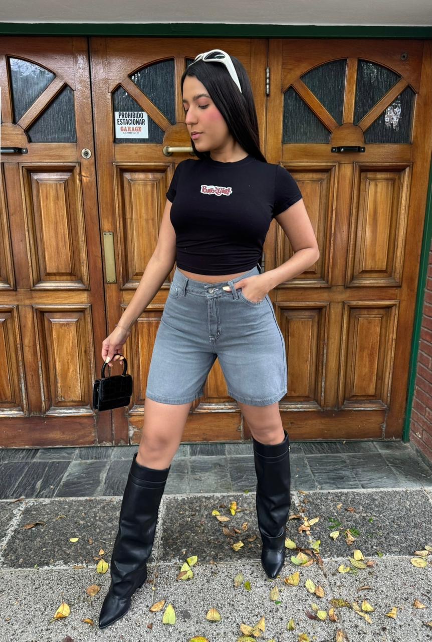 BUENOS AIRES  I  BERMUDA RIGIDA CENIZA TIRO ALTO TALLES 36 AL 54 ANA CLARA