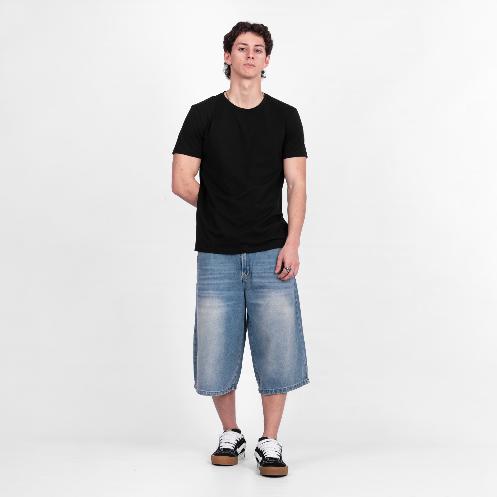 ANSEL | BERMUDA SKATER AZUL OXIDO BIGOTES DENIM RIGIDO TALLES 38 AL 46 VOLSANO