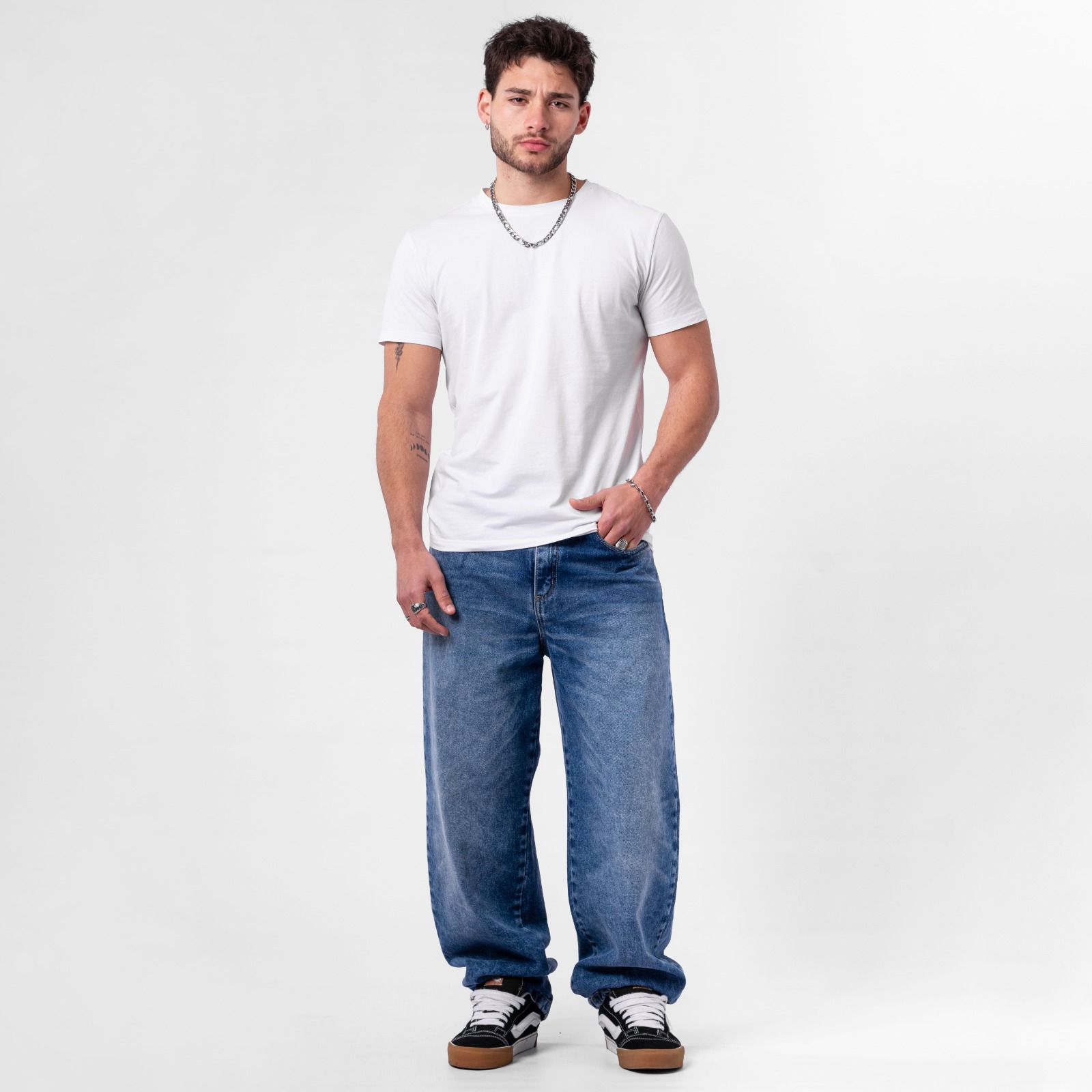BRUNO | PANTALON BAGGY AZUL DENIM RIGIDO TALLES 38 AL 48 VOLSANO