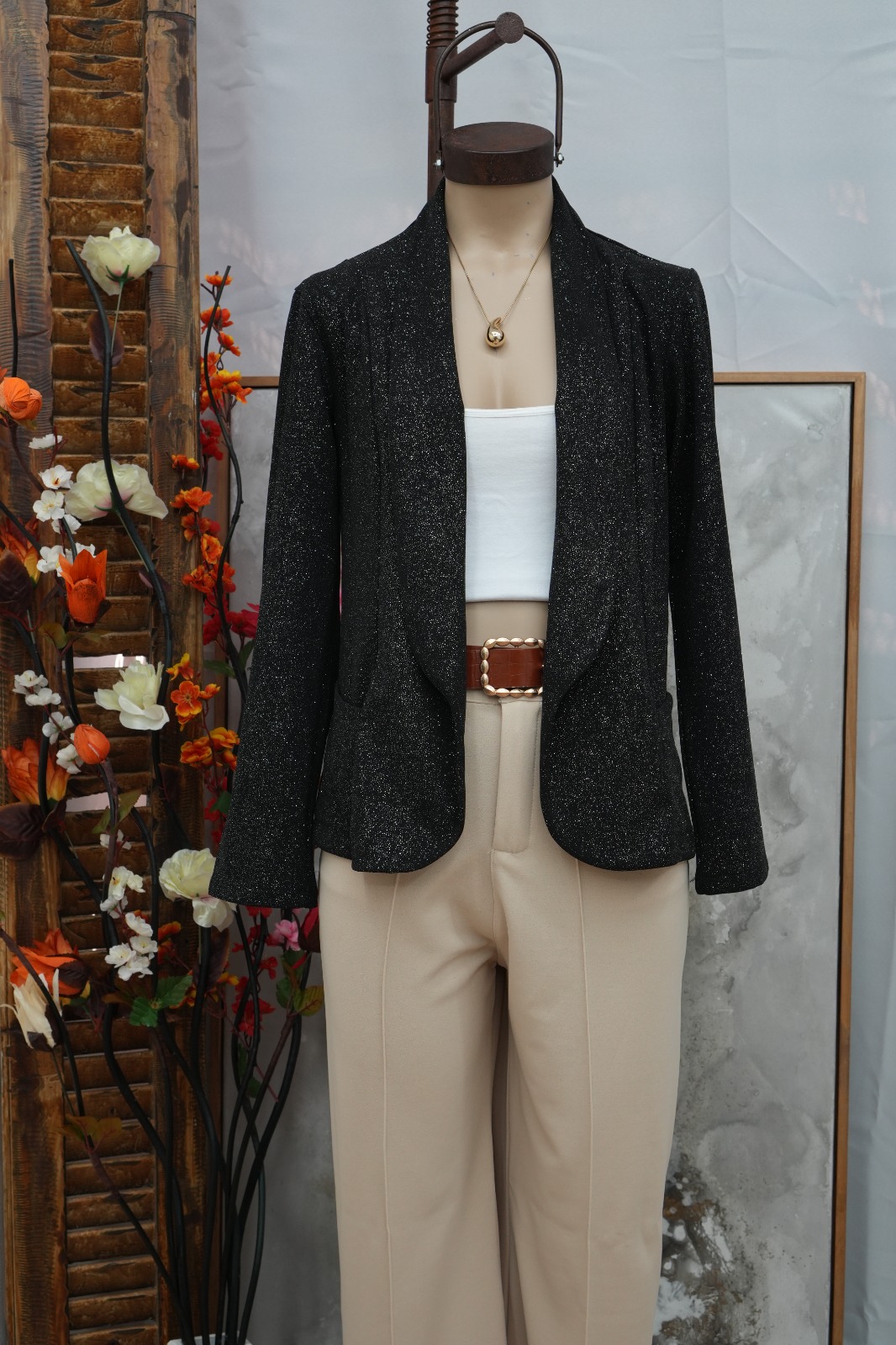 510 BLAZER ENTALLADO DE GLITTER VARIOS COLORES TALLES M AL XL