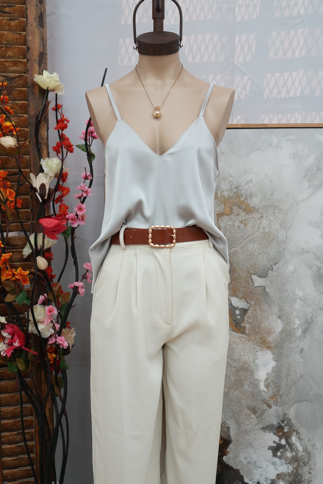 1023 MUSCULOSA DE TIRAS DE SATEN VARIOS COLORES TALLE UNICO M-L