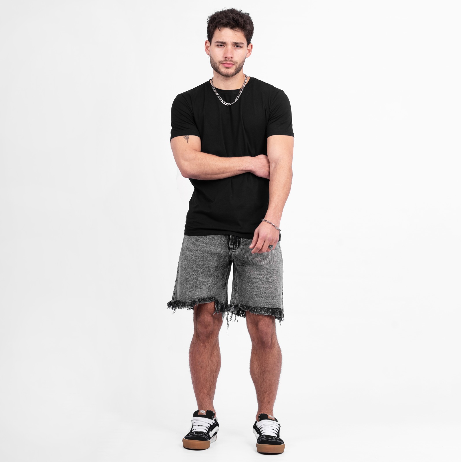 FARIS | BERMUDA MOM RIGIDA DESFLECADA GRIS TALLES 38 AL 48 VOLSANO