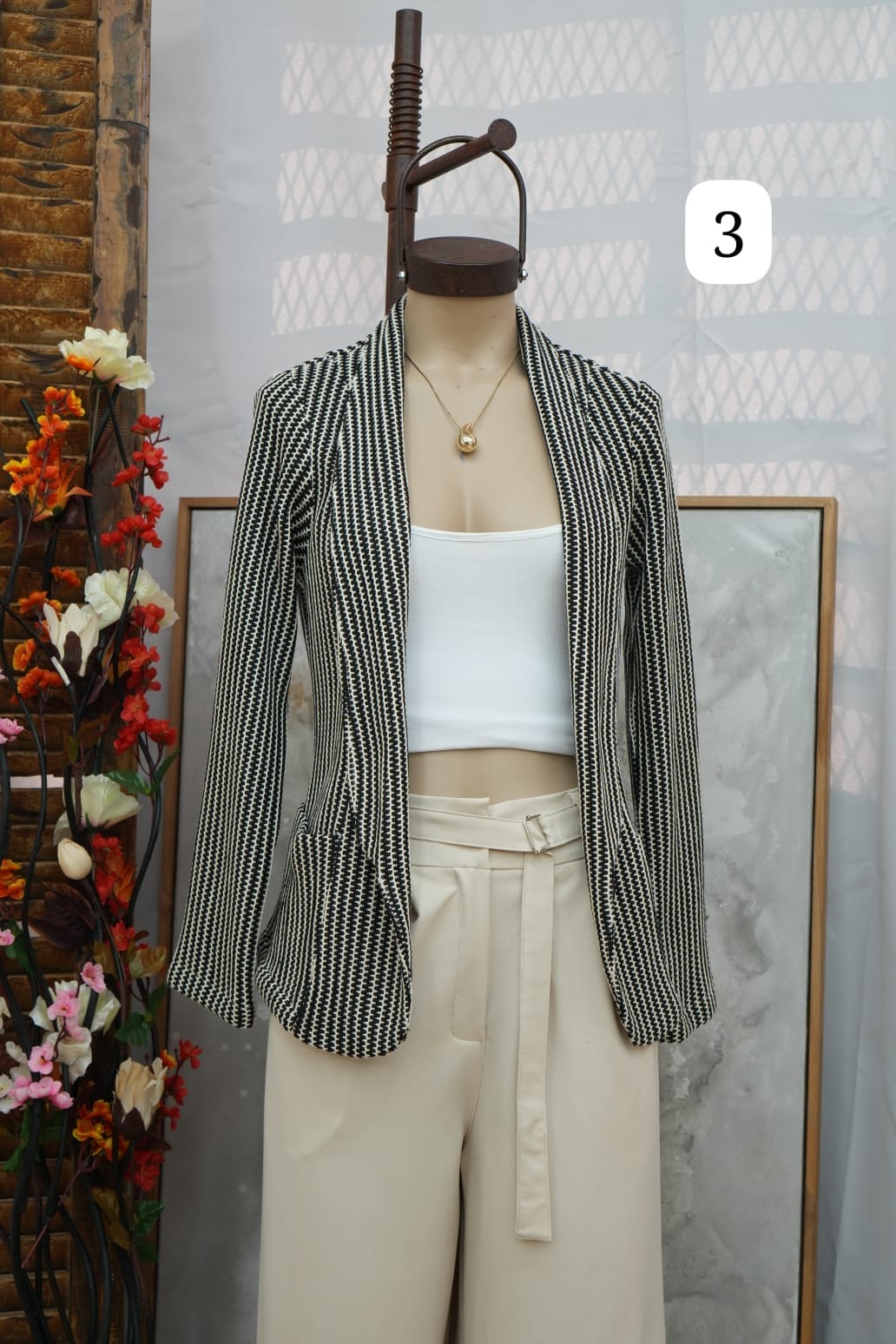 1019 BLAZER RAYADO DE PANAL ENTALLADO VARIOS COLORES TALLES M AL XL