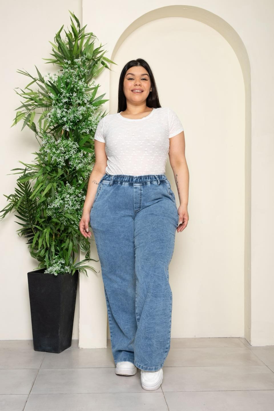 030| PALAZZO DE JEAN ELASTIZADO CON ELASTICO EN CINTURA TIRO ALTO TALLES 42 AL 60 STTEVIA