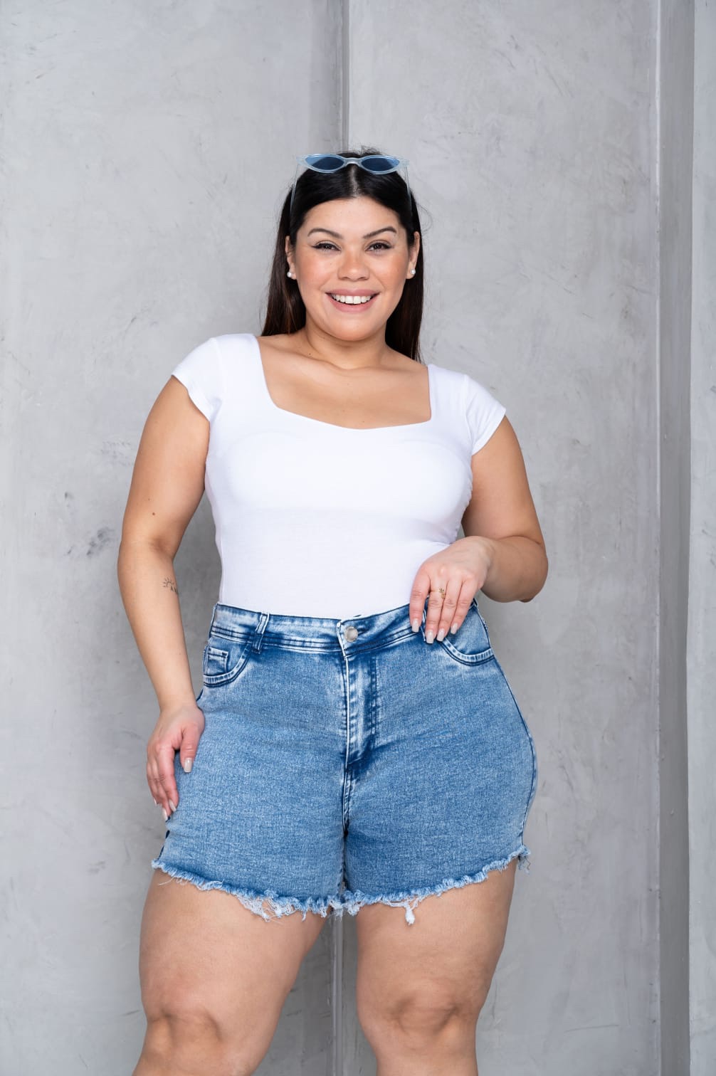 10116 - SHORT CELESTE NEVADO DESFLECADO ELASTIZADO TALLES 46 AL 60 CRISAL