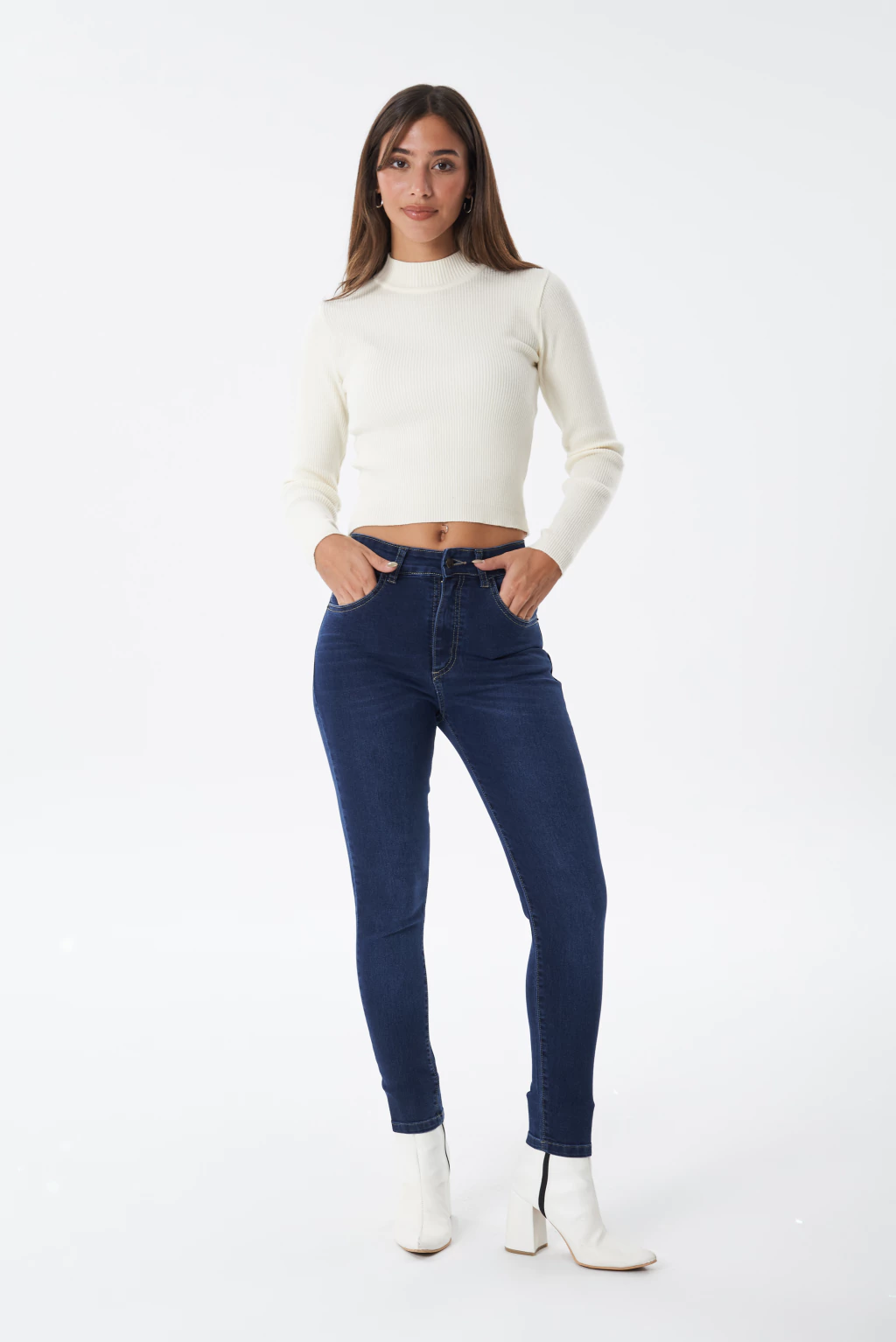 MOLI | SKINNY ELASTIZADO AZUL CON BIGOTES TIRO ALTO TALLES 36 AL 46 STRIVEN