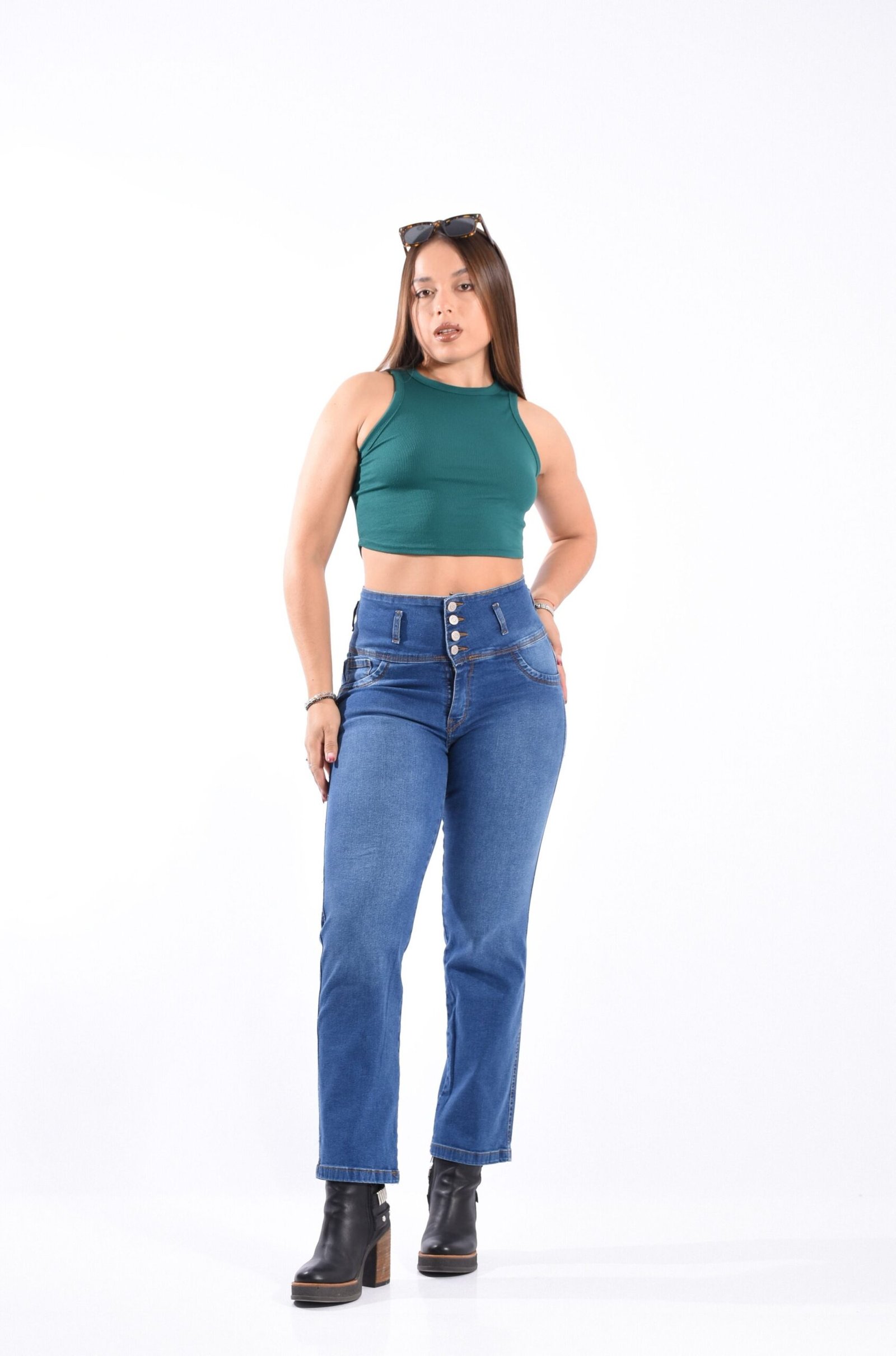 465A | JEAN RECTO ELASTIZADO AZUL CON FAJA TALLES 36 AL 50 EXITO JEANS