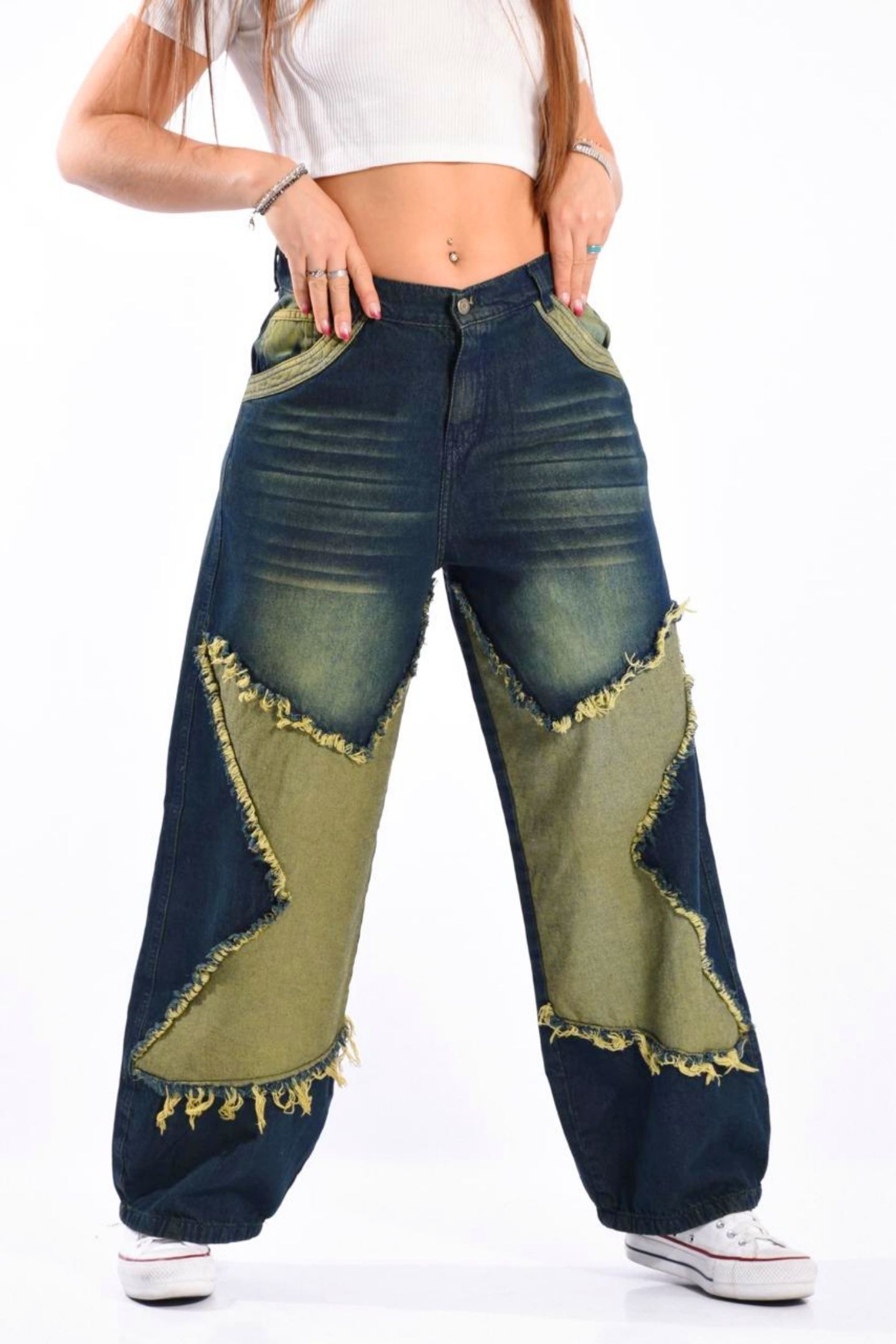 147OXI | BAGGY OXIDO UNISEX DISEÑO ESTRELLA TIRO ALTO TALLES 36 AL 46 EXITO JEANS