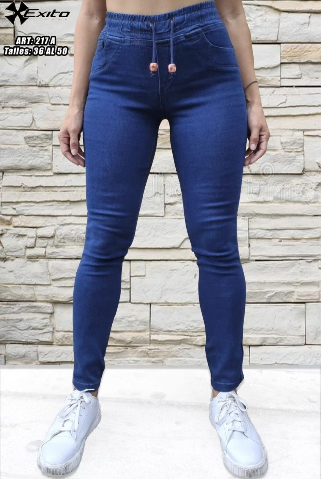 217A | JEAN SKINNY ELASTIZADO AJUSTABLE TIRO ALTO TALLES 36 AL 42 EXITO JEANS