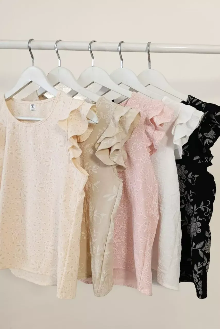 Art.3092 | BLUSA CEY DOBLE BORDADO CON VOLADOS EN MANGA TALLES S AL M VARIOS COLORES