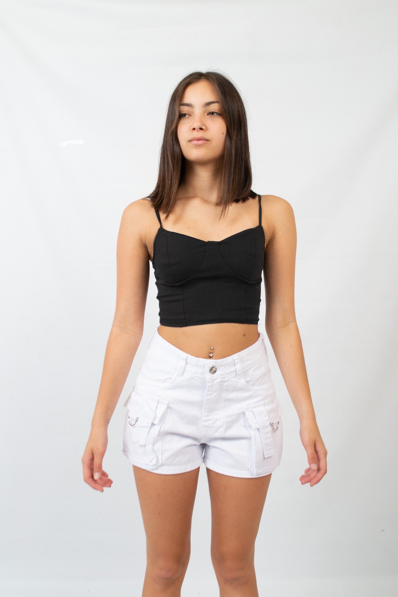 SH-84 | SHORT RIGIDO LUCY BLANCO RIGIDO TIRO ALTO TALLES 36 AL 46 ANDAR