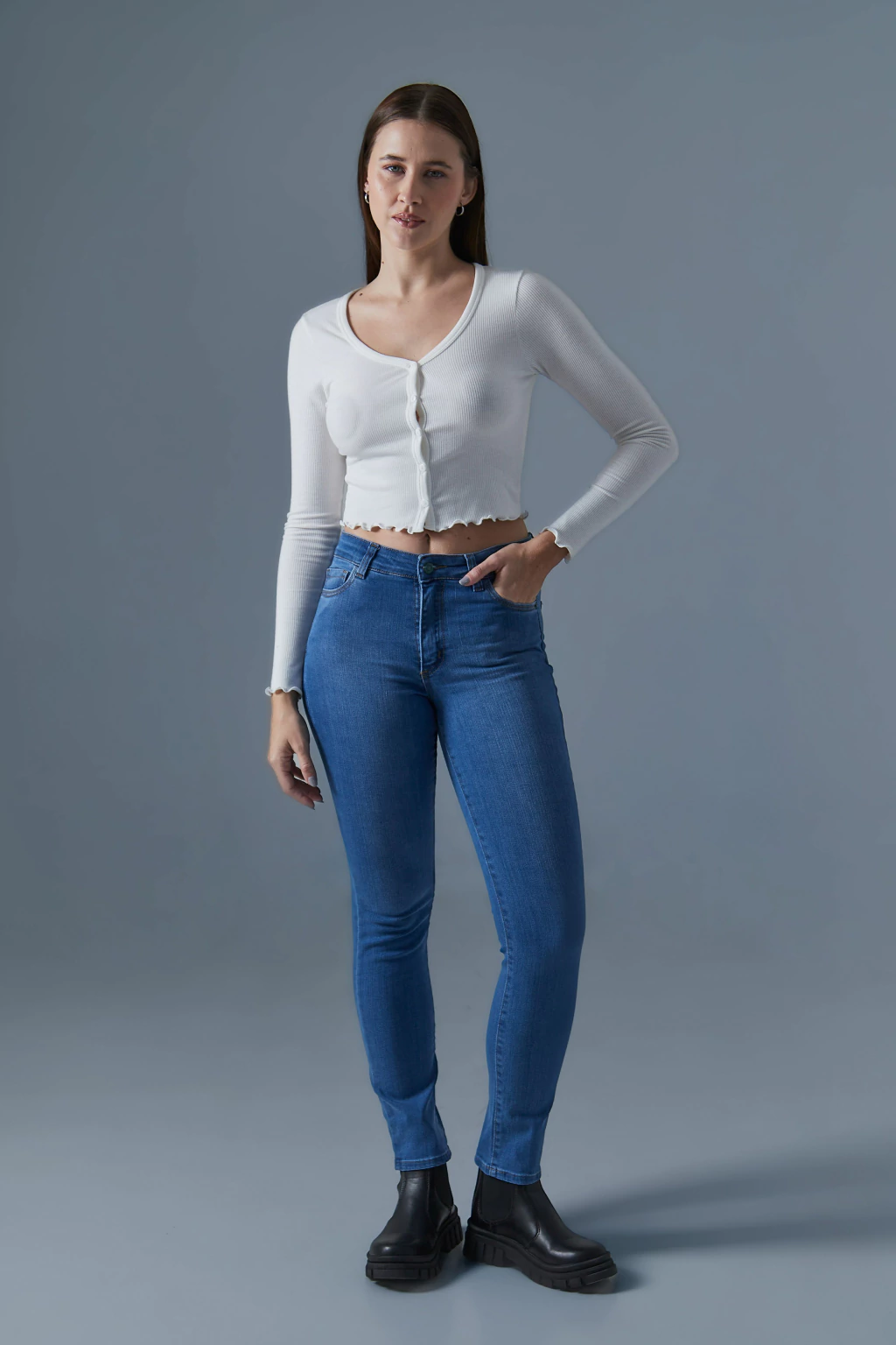 CORONA  de jean azul slim elastizado talles 42 al 54 Torine