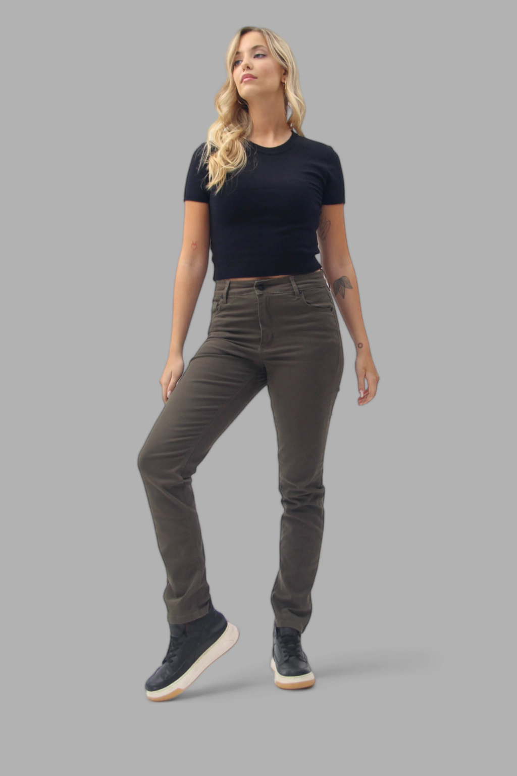 AGATHA CHUPIN  ELASTIZADO GABARDINA   Verde Militar Talles 38 Al 60 Torine