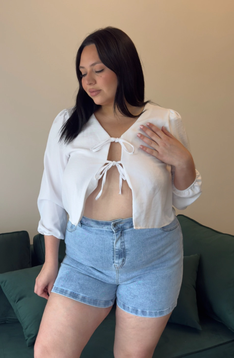 LOWCURVY - SEMI BERMUDA CONFORT CELESTE CURVY TIRO ALTO TALLES 48 AL 56 STRIVEN