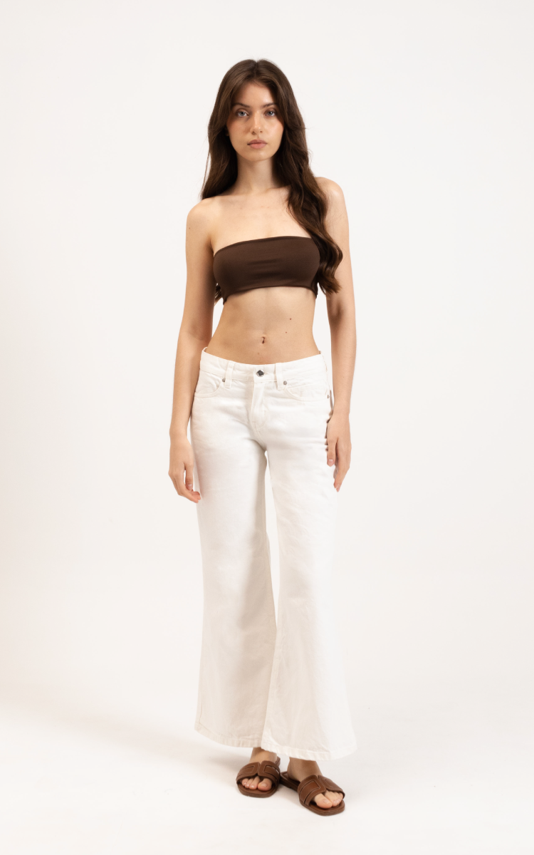 1913 - Wide Flare crema Tiro Bajo denim rígido talles 34-44 inquieta