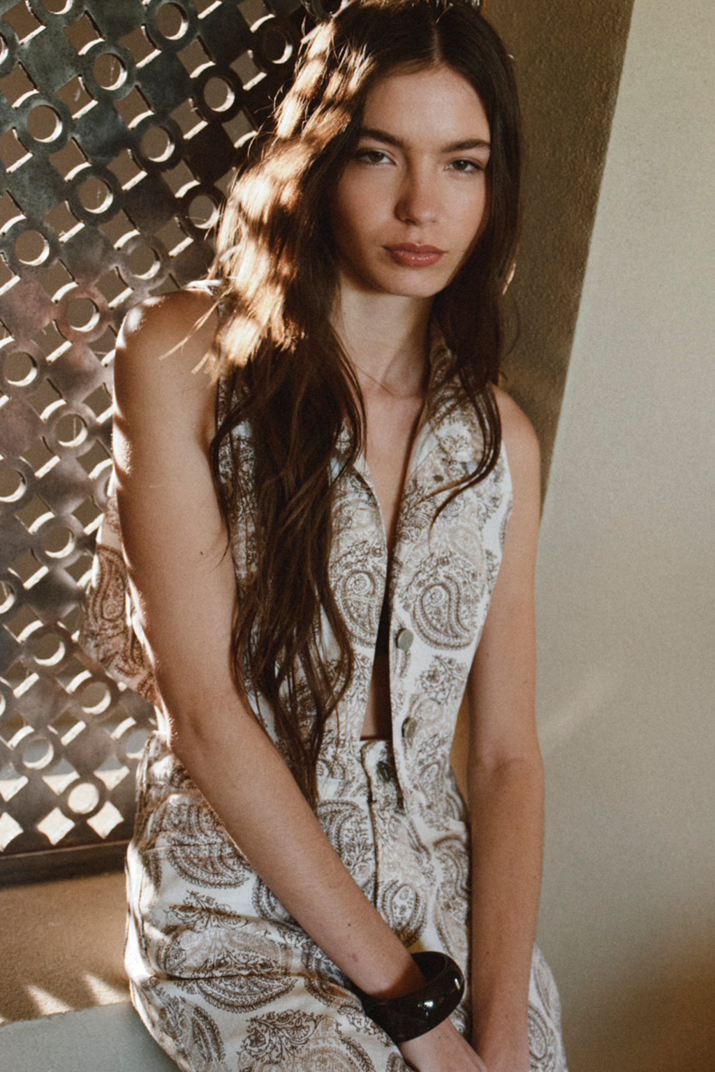 IRENIS CAMISA SIN MANGAS RÍGIDA ESTAMPADO BULGARO DE HOJAS ISOSTASIA S-L