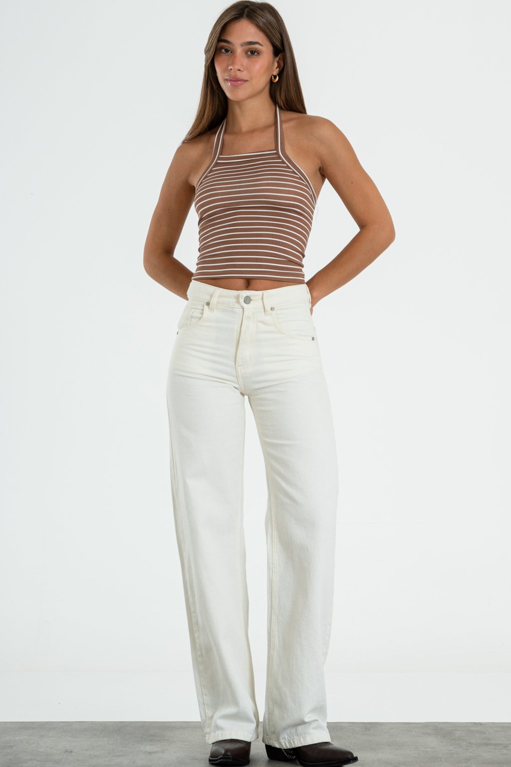 O PILMALET WIDE LEG TIRO ALTO JEAN CREMA RÍGIDO 34-42 ISOSTASIA