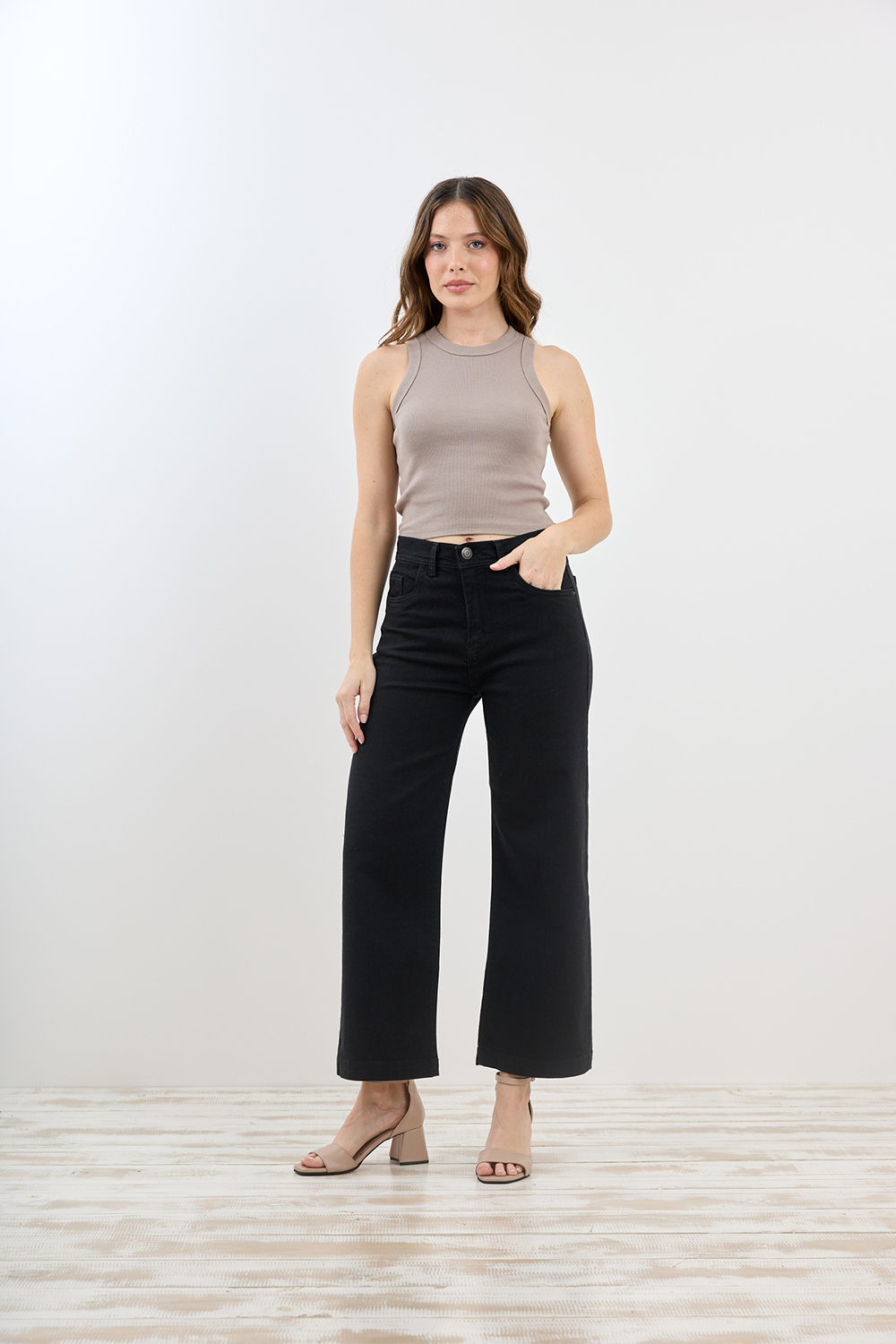 459 | WIDE LEG NEGRO CROP ELASTIZADO TALLES 36 AL 46 CENITHO