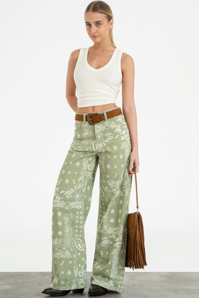 NAITE - WIDE LEG RIGIDO CON ESTAMPADO BULGARO TIRO ALTO TALLES 34 AL 44 ISOSTASIA