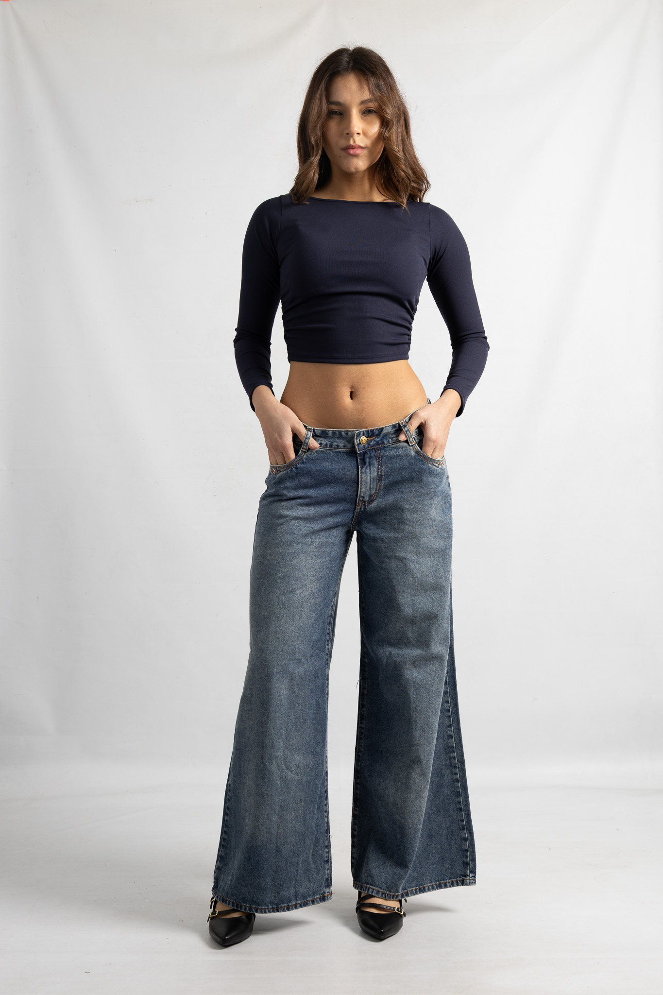 759 | WIDE LEG AZUL MEGA MATIZADO RIGIDO TIRO MEDIO TALLES DEL 36 AL 44 VERSUS