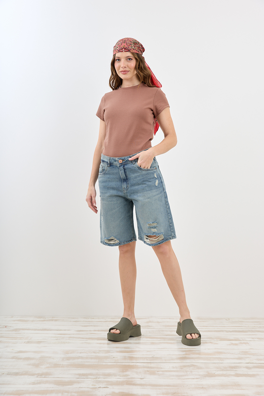 C-133 | BERMUDA MAXI BAGGY MATIZADO CON ROTURA RÍGIDO TALLES 36 AL 46 CENITHO