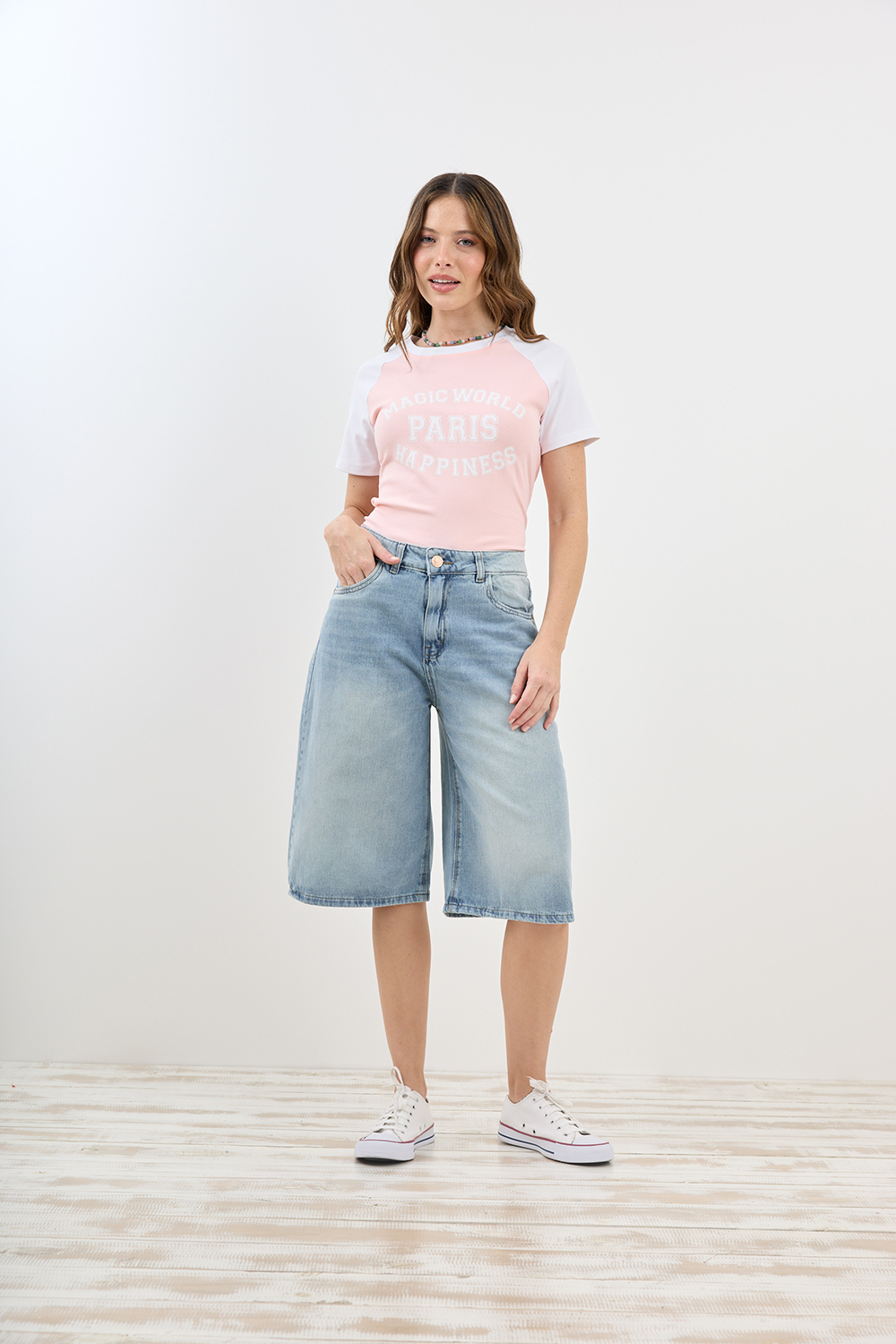 C-145 | BERMUDA MAXI BAGGY CELESTE RIGIDO TALLES DEL 36 AL 46 CENITHO